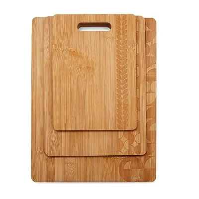 Image of Cooksmart British Designed Set of 3 Wooden Chopping Boards Board Ideal for All Types Kitchen Wood Great Meat &amp; Veg Bauhaus Geo