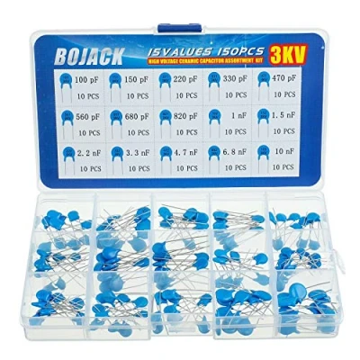 Image of BOJACK 15 Values 150 Pcs 3KV / 100pF to 10nF High Voltage DIP Ceramic Capacitor Assortment Kit