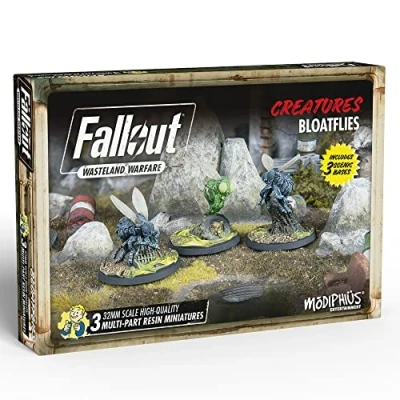 Image of Modiphius Fallout Wasteland Warfare: Creatures Bloatflies 3 Miniatures, 32mm Unpainted Figures, Forged in The Fire Wave, Grey