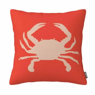 Image of GSRONY Crab Throw Pillow Covers Cute Ocean Park Red Cushion Case Home Decor Pillowcase 18x18 Inches