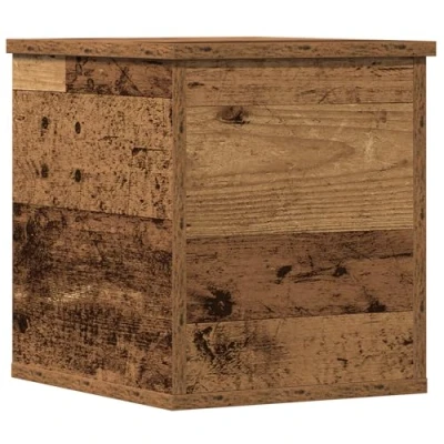 Image of vidaXL Rustic Wooden Storage Trunk Reclaimed Solid Wood Chest with Vintage Finish 30x35x35cm for Indoor Use Spacious Cube Basement, Garage