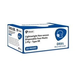 Image of HPC Disposable 3 Ply Face Masks with Loops Non Woven Blue (Pack of 50)