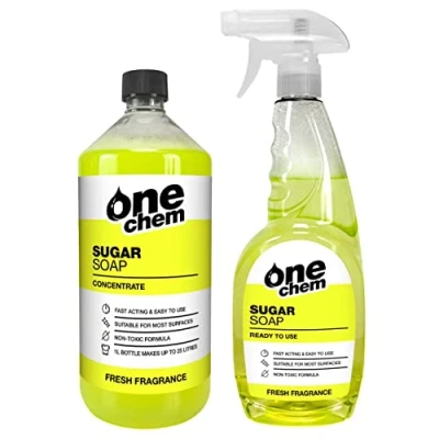 Image of One Chem Sugar Soap Concentrate1 Litre with 750ml Ready to Use Cleaning Walls, Grease, Grime, Dirt and Stain Remover, Kitchen Degreaser, Versatile Cleaner