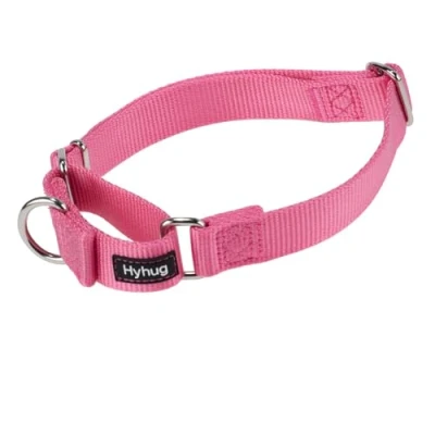 Image of Hyhug Improved Design Nylon Webbing, Cold Water Washing Does Not Fade, Polluting Dog Hair, Wear Resistant and Prone to Fuzzing. No Slip Training Martingale Collar. (Large, Candy Pink)