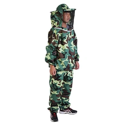 Image of Zerodis Professional Beekeeper Suit,Full Body Suit Protective Bee with Beekeeping Hat Veil Zippered,Camouflage Clothes for Men Women