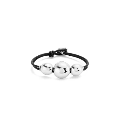Image of Leather bracelet with three large beads
