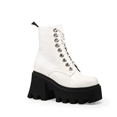 Image of LAMODA Women&#039;s Run to You Ankle Boot, White (White Patent), 6.5 UK