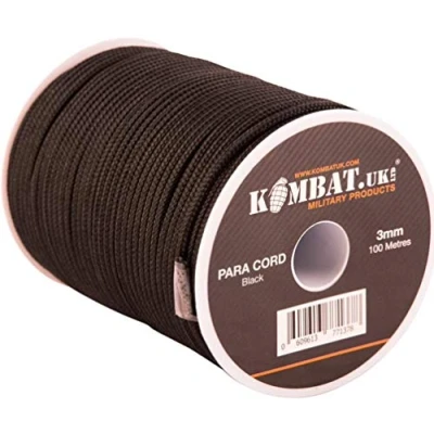 Image of Kombat UK Lightweight Unisex Outdoor Paracord Reel available in Black 100 Metre