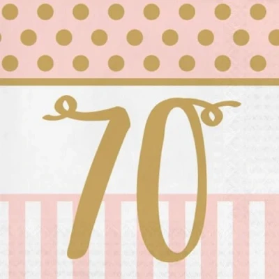Image of Creative Party Age 70 Birthday 3 Ply Lunch Napkin, Pink Chic