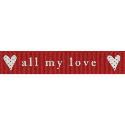 Image of Berisfords All My Love Ribbon 6 Grey/Ivory per metre