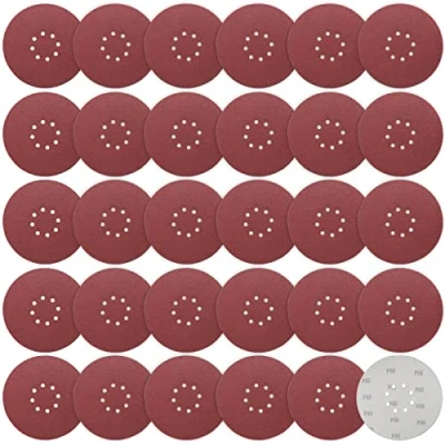 Image of STEBRUAM 225 mm Sanding Discs 80 Grit, 30 Pieces Orbital Sander 9 inch large Hook and Loop 8 Holes Round Sandpaper Sheet for Grinding Giraffe, Drywall Pads
