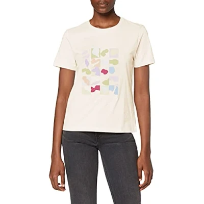 Image of NA KD Printed T Shirt, Beige, Large