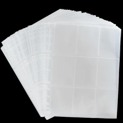 Image of 1800 Pockets Trading Card Sleeves, 100 Sheets Double Side 9 Pocket 11 Holes Sleeves Binder Fit 3 Ring for Game Sports Cards OS2210