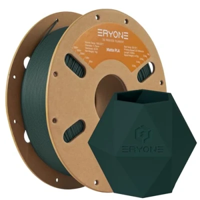 Image of ERYONE Matte PLA Filament 1.75mm, 3D Printer Filament, +/ 0.03mm, 1kg(2.2lbs)/Spool, Black Forest Green