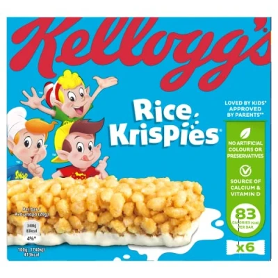 Image of Kellogg&#039;s Rice Krispies Cereal and Milk Bar Box, 6 x 20g