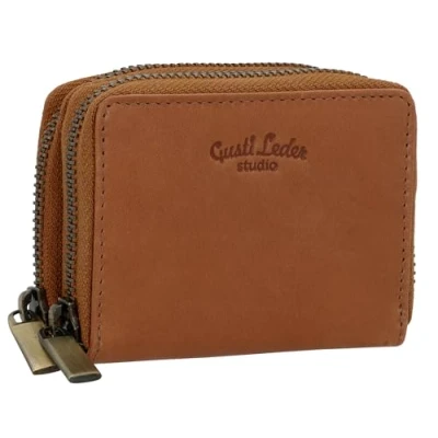 Image of Gusti Pen Portfolio Leather Dillon Box Pencil Case Make up Bag Utensil Pocket Brown