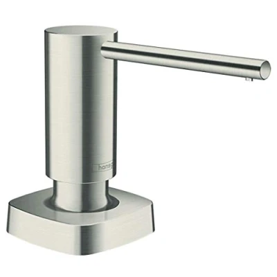 Image of hansgrohe 40468000 A71 Soap Dispenser for Sink, Chrome Kitchen Accessory, Square