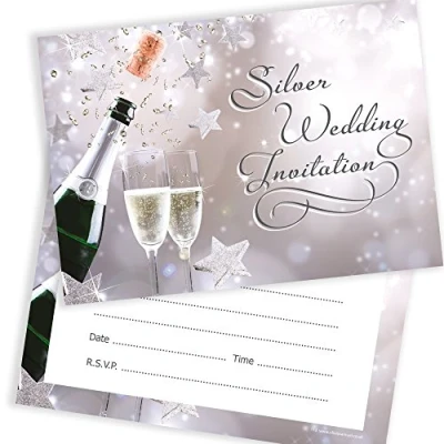 Image of Olivia Samuel 20 x Silver Wedding Anniversary Invitations from Ready to Write Envelopes Included