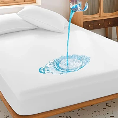 Image of Mattress Protector King Size Waterproof, 6&quot; 25&quot; Fitted Deep Pocket Cover, Breathable Noiseless Bed Cover Vinyl Free
