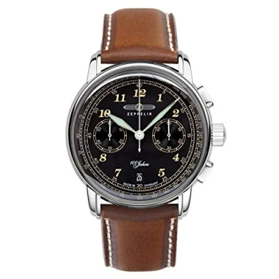 Image of Zeppelin Men Chronograph Japanese Quartz Watch with Leather Strap 7674 3
