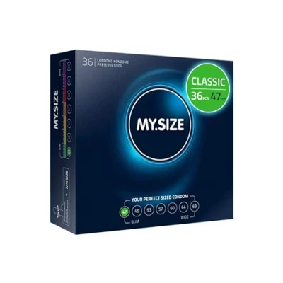 Image of MY.SIZE Classic Condoms Size 1 I 47 mm Width 36 Pieces Bulk Pack Premium Extra Thin True to Touch Gossamer 0.07 Wall Thickness Vegan for Men