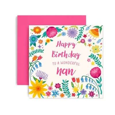 Image of Huxters Happy Birthday Card for Nan Her Floral Heart Gift 14.8cm (Nan Birthday)
