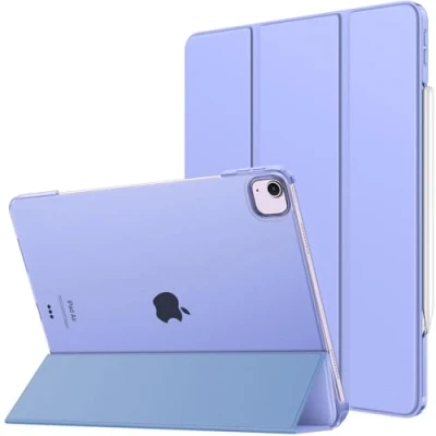 Image of MoKo for iPad Air 13 Inch Case 2024/ Pro 12.9 (6th/5th Gen 2022/2021), Slim Smart Shell Translucent Frosted Hard PC Back Cover, Support Touch ID &amp; Pencil Pro/2nd/USB C, Lavender