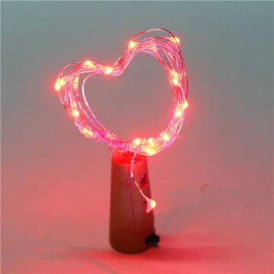 Image of anso 20pcs LEDs 2M Fairy String Lights Wine Bottle Copper Cork Wire Lamp Party Decor (Red)