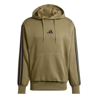 Image of adidas Sportswear Essential Three Stripes Hoodie, Men&#039;s, Size: XXL, Olive strata/black