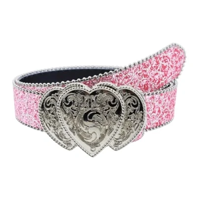 Image of SANRLO Belts for men,Belt,Belts women,Waist Belt Engraved Buckle Cowboy Cowgirl with Heart Vintage Hot Girl Waist Chain Glitter Sexy Oversize