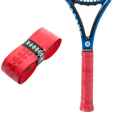 Image of Raquex Enhance Replacement Racket Grip: Tennis Grip, Badminton, Squash Grip Tape, Padel, Pickleball. 14 Colours. Premium, Self Adhesive Racquet with Finishing Tape (Red, 1 Grip)
