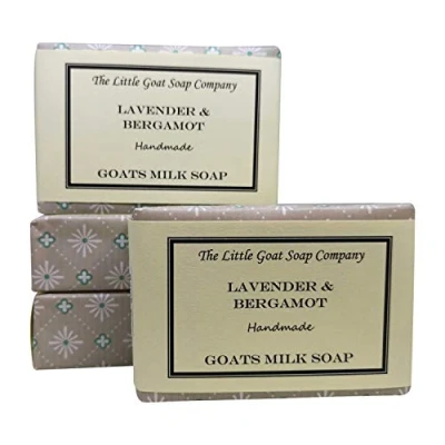 Image of 4 x Lavender &amp; Bergamot Goats Milk Soap. 100g. Eczema, Psoriasis, Dermatitis. Rosacea, Dry Skin
