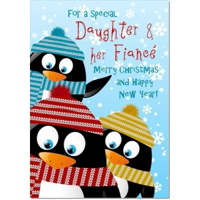 Image of doodlecards Daughter &amp; Fiance Cute Christmas Card Medium Size with Plain Envelope
