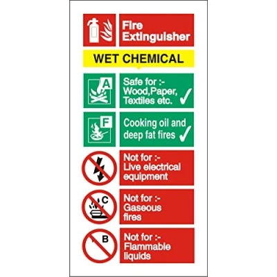 Image of Seco Wet Chemical Fire Extinguisher Sign, 100mm x 200mm 1mm Semi Rigid Plastic