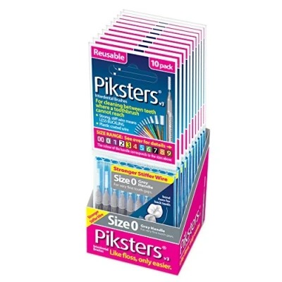 Image of Piksters Interdental Brush 10 Brushes Per Pack x (100pcs) (Size 0 Silver 0.35mm)