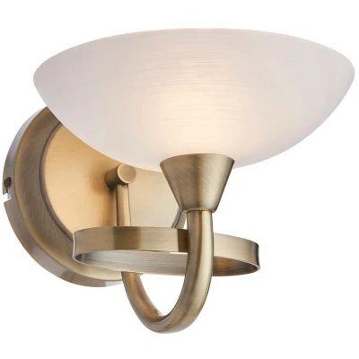 Image of Cagney 1 Light Wall Antique Brass with White Glass Shade, G9