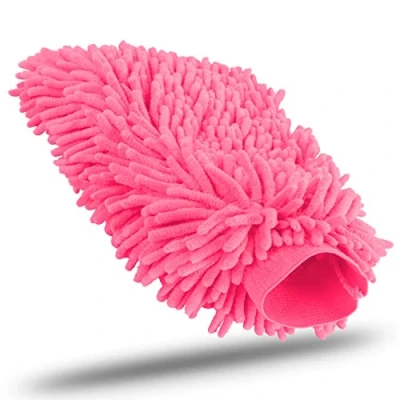 Image of KUNSTIFY Wash Mitt Car Accessories Microfibre Cloths Cleaning Set Cloth Care Polish Gadget Plastic Drying (Pink)