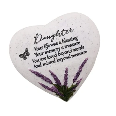 Image of Widdop Thoughts of You Lavender Stone Heart Memorial Plaque Daughter