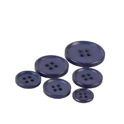 Image of Pack of 3 Classic Navy Blue 4 Hole Round Buttons Size 14mm