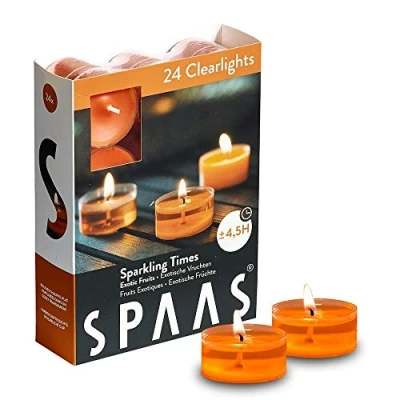 Image of Spaas 24 Scented Clearlights, Tealights in Transparent Clear Cup, 4.5 Hours, Sparkling Times