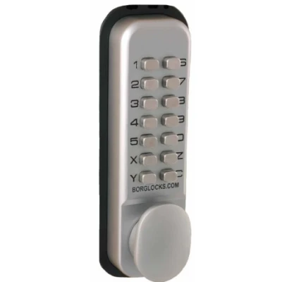 Image of 5 Pack of Borg 2201 Digital Push Button Door Lock with Holdback in Satin Chrome