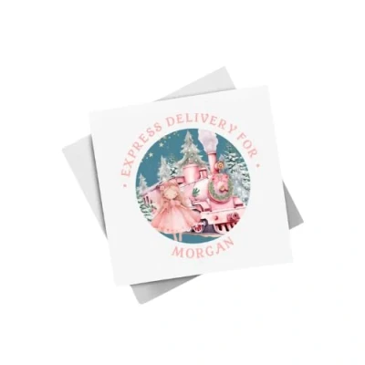 Image of Personalised Special Delivery Fairy Card Xmas Train Express Merry Christmas Festive Winter Celebration Present Gift (Blank Message)