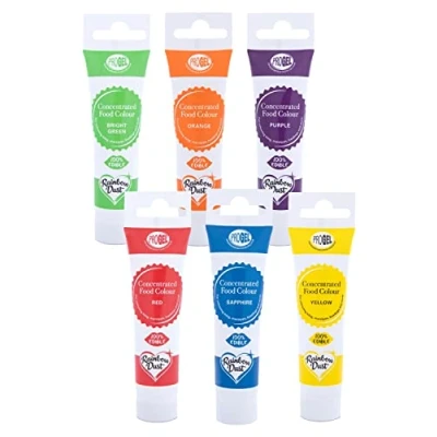 Image of RAINBOW Dust ProGel Icing Colour Paste Gel Food Colouring Sugarcraft Set 6 Pack