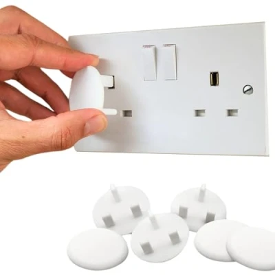 Image of 20 Pack Plug Socket Covers UK for Child Proofing and Shock Prevention Baby Safety Cover White