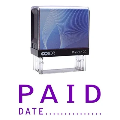 Image of Paid Date Self Inking Rubber Stamp Custom Colop Office Stationary P20 Mini Stamper