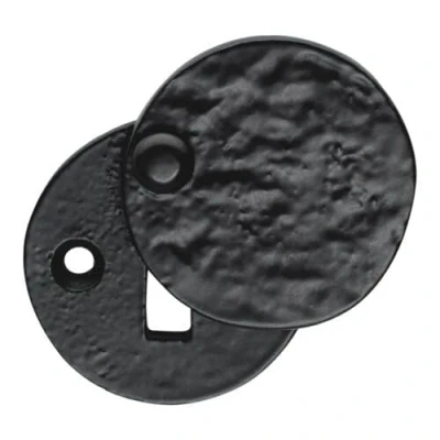 Image of Ironmongery Solutions® Black Cast Iron Escutcheon Plates Keyhole Cover Key Hole Door Lock Accessories (Standard Covered Escutcheon)