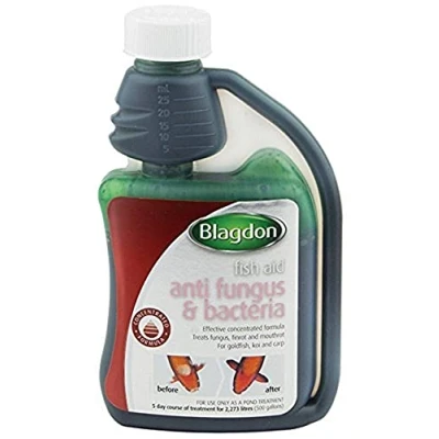 Image of Blagdon Fast Acting Anti Fungus &amp; Bacteria Water Treatment for All Pond Fish, Finrot, Mouthrot, External Bacterial Infections, Wildlife Fish Safe, 250 ml
