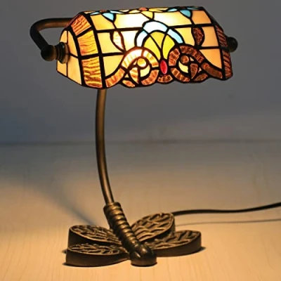Image of Uziqueif Bankers Desk Lamps,Tiffany Style Lamp Vintage, Stained Glass Lamp, Retro Classic