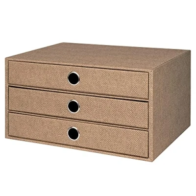 Image of Rössler S.O.H.O. 3 Drawer Box for A4 with Finger Hole, Special Line, Hazelnut