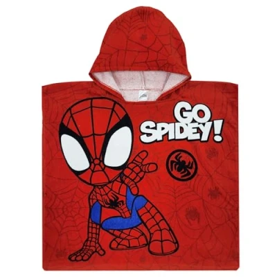 Image of Marvel Spidey Boys Swimming Hooded Towel Spiderman Poncho Bath Hoodie Cover Up (Spidey, One Size)